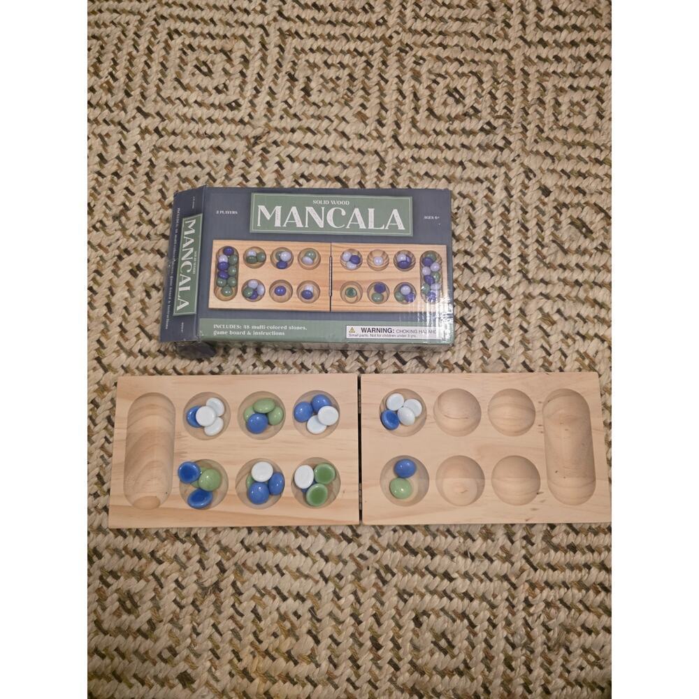 Solid Wood Mancala Board Game 2005 Target 30 Stones - Picture 15 of 16